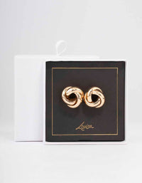 Gold Hollow Knotted Stud Earrings - link has visual effect only