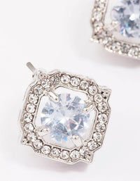 Silver Encased Diamante Stud Earrings - link has visual effect only