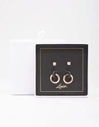 Gold Diamante Stud & Hoop Earring Pack - link has visual effect only