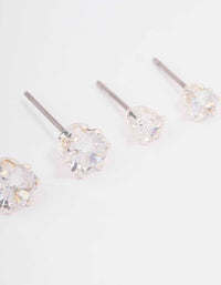 Silver Hexagon Diamante Stud Earring Pack - link has visual effect only