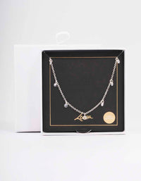 Silver Floating Diamante Droplet Necklace - link has visual effect only