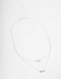 Silver Double Chain Baguette Necklace - link has visual effect only