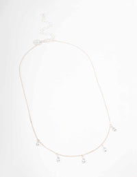 Silver Pearl Floating Diamante Droplet Necklace - link has visual effect only