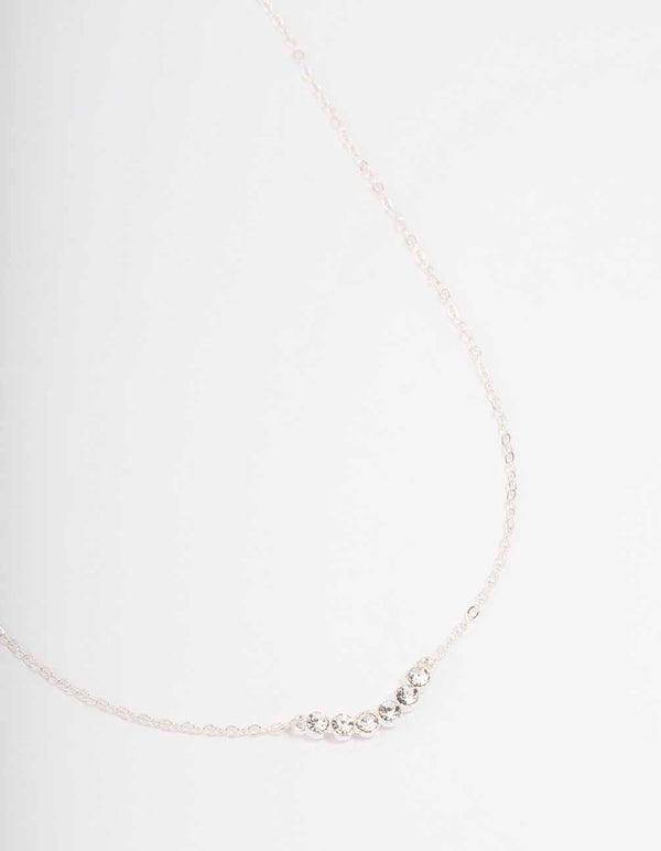 Silver Linear Bezel Diamante Necklace