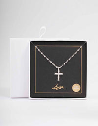 Silver Bezel Diamante Cross Necklace - link has visual effect only