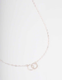 Silver Linked Diamante Circle Necklace - link has visual effect only