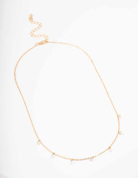 Gold Floating Diamante Droplet Necklace - link has visual effect only