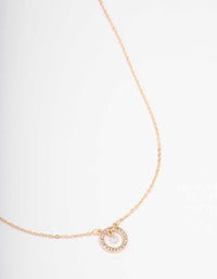 Gold Floating Diamante Circle Necklace - link has visual effect only