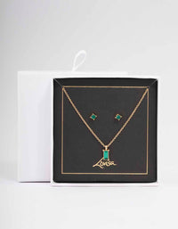 Gold Baguette Drop Jewellery Set - link has visual effect only