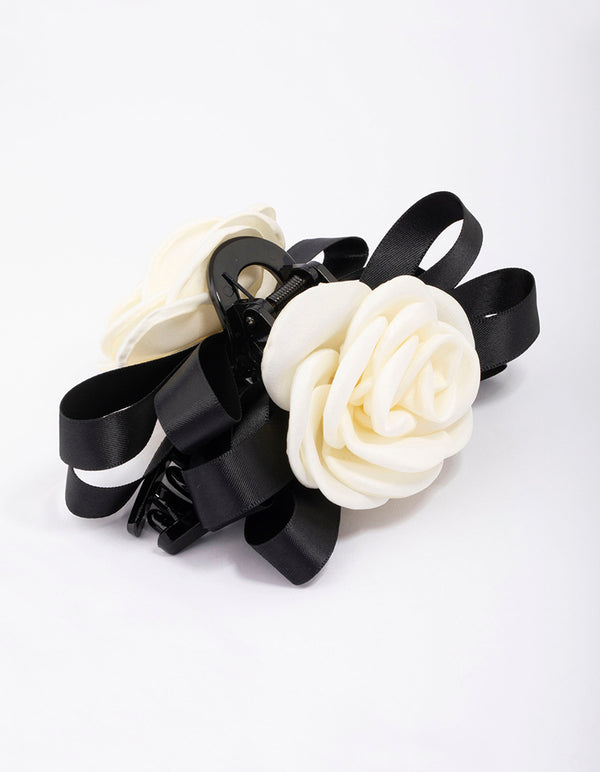 Black Mixed Bow Flower Hair Claw Clips Lovisa