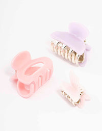 Pink & Lilac Butterfly Hair Claw Clip 3-Pack - link has visual effect only