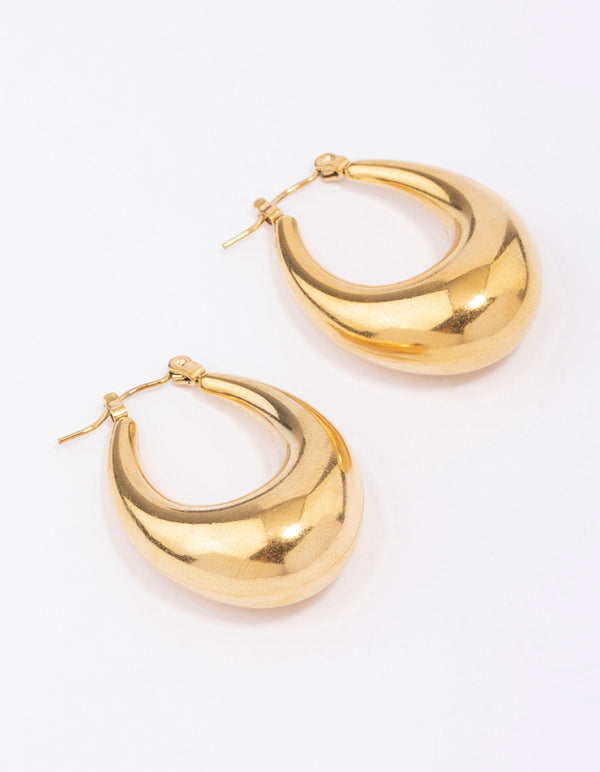 Waterproof Gold Plated Stainless Steel Full Loop Hoop Earrings