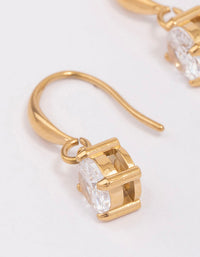 Waterproof Gold Plated Stainless Steel Cubic Zirconia Solitaire French Hook Earrings - link has visual effect only