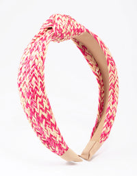 Pink Fabric Wave Twisted Knotted Headband - link has visual effect only