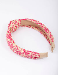 Pink Fabric Wave Twisted Knotted Headband - link has visual effect only