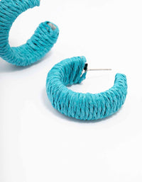 Blue Thread Through Wrapped Hoop Earrings - link has visual effect only