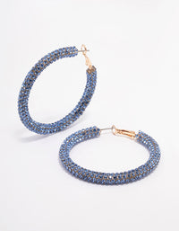 Blue Encrusted Hoop Earrings 40mm - link has visual effect only