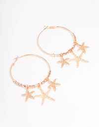 Gold Triple Starfish Hoop Earrings - link has visual effect only