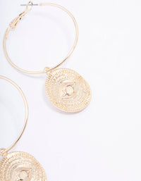 Gold Evil Eye Pendant Hoop Earrings - link has visual effect only