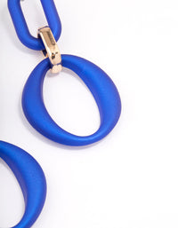 Blue Rubber Link Drop Earrings - link has visual effect only