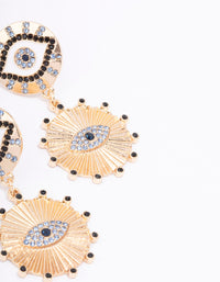 Gold Double Eye Disc Drop Earrings - link has visual effect only