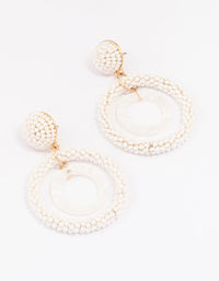 Gold Bead Double Circle Drop Earrings - link has visual effect only