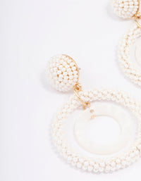 Gold Bead Double Circle Drop Earrings - link has visual effect only