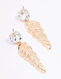 Gold Diamante Shell Drop Earrings - link has visual effect only