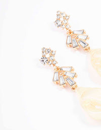 Gold Antique Diamante Shell Drop Earrings - link has visual effect only