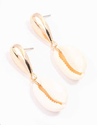 Gold Textured Multi Shell Drop Earrings - link has visual effect only