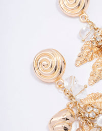 Gold Multi Charm Drop Earrings - link has visual effect only