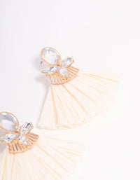 Gold Raffia Diamante Drop Earrings - link has visual effect only