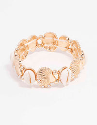 Gold Pearl Shell Stretch Bracelet - link has visual effect only