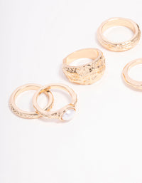 Gold Mixed Stone Ornate Ring 5-Pack - link has visual effect only