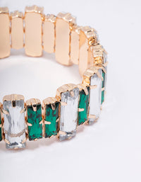 Gold & Green Rectangle Stretch Bracelet - link has visual effect only