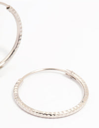 Platinum Sterling Silver Textured Hoop Earrings 15mm - link has visual effect only