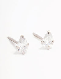 Platinum Sterling Silver Pear Cubic Zirconia Stud Earrings - link has visual effect only