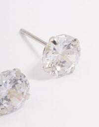 Platinum Sterling Silver Four Claw Cubic Zirconia Stud Earrings - link has visual effect only