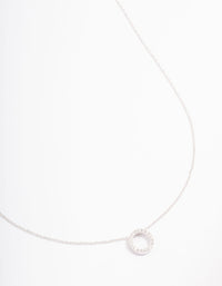 Platinum Sterling Silver Pave Cubic Zirconia Pendant Necklace - link has visual effect only