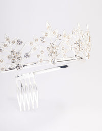 Silver Symmetrical Floral Hair Tiara - link has visual effect only