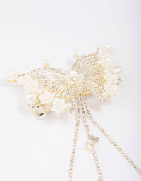 Gold Floral Diamante Butterfly Hair Claw Clip - link has visual effect only