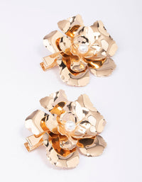 Gold Large Flower Pearl Hair Clip Pack - link has visual effect only