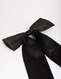 Black Fabric Relaxed Statement Hair Bow Clip - link has visual effect only