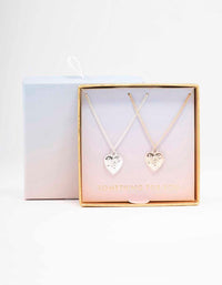 Mixed Metal Floral Heart Necklace Pack - link has visual effect only