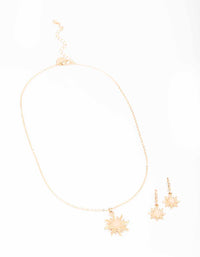 Gold Semi-Precious Sun Necklace & Drop Earring Set - link has visual effect only