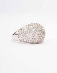 Silver Cubic Zirconia Pave Dome Ring - link has visual effect only