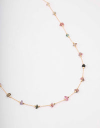 Gold Plated Semi Precious Station Necklace - link has visual effect only