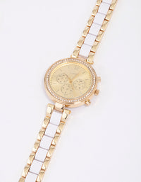 Gold & White Two-Toned Oyster Watch - link has visual effect only