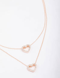 Rose Gold Double Diamante Open Heart Necklace - link has visual effect only