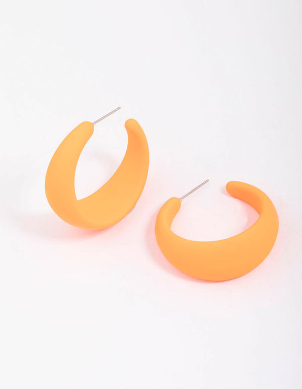 Yellow Rubber Wide Hoop Earrings